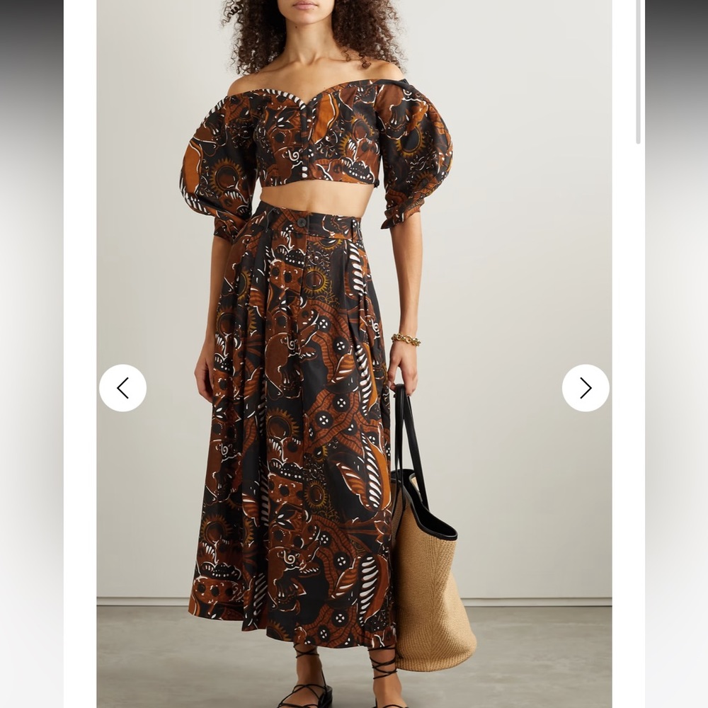 NWT Mara Hoffman Juana top - brown, black multi - size 2, fits like 0 - Picture 3 of 8